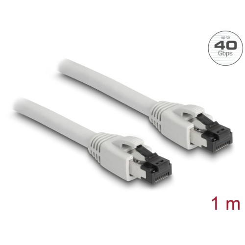 Delock RJ45 Network Cable Cat.8.1 S/FTP 1 m up to 40 Gbps grey