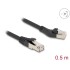Delock RJ45 Network Cable Cat.8.1 S/FTP plug 45° left angled to plug straight up to 40 Gbps 0.5 m black