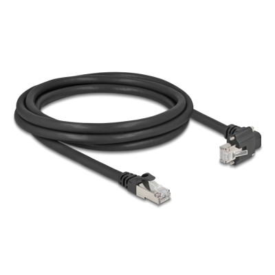 Delock GigE Kamera Cable RJ45 plug 90° angled with screws to RJ45 plug Cat.6 S/FTP 2 m black 2