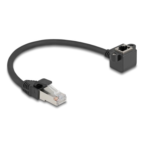 Delock Network Extension Cable RJ45 plug to RJ45 jack 90° angled Cat.6 F/UTP 0.25 m black