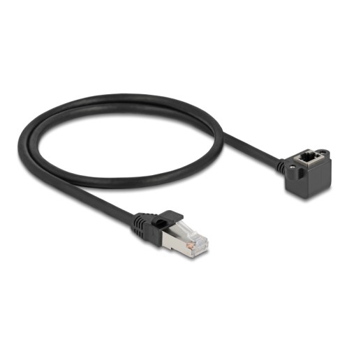 Delock Network Extension Cable RJ45 plug to RJ45 jack 90° angled Cat.6 F/UTP 0.5 m black