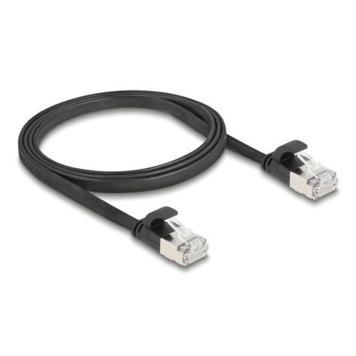 Delock RJ45 Flat Patch Cable plug to plug Cat.6A U/FTP 1 m black