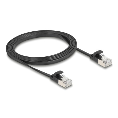 Delock RJ45 Flat Patch Cable plug to plug Cat.6A U/FTP 1.5 m black