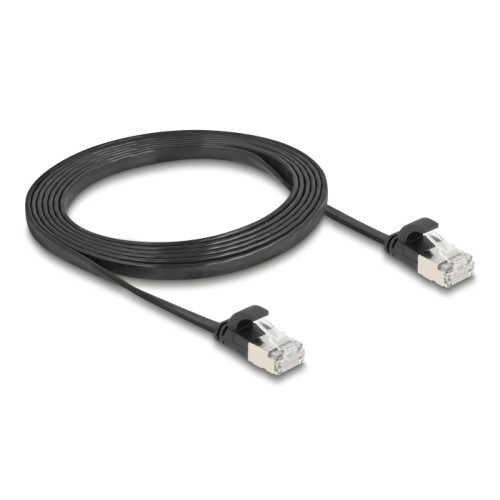 Delock RJ45 Flat Patch Cable plug to plug Cat.6A U/FTP 2 m black