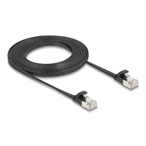 Delock RJ45 Flat Patch Cable plug to plug Cat.6A U/FTP 3 m black