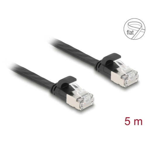 Delock RJ45 Flat Patch Cable plug to plug Cat.6A U/FTP 5 m black