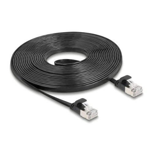 Delock RJ45 Flat Patch Cable plug to plug Cat.6A U/FTP 5 m black