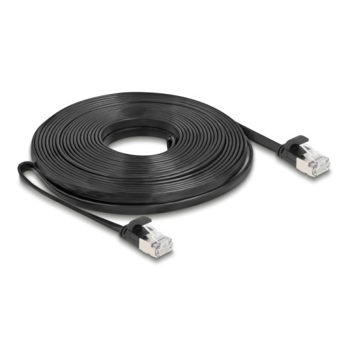 Delock RJ45 Flat Patch Cable plug to plug Cat.6A U/FTP 10 m black