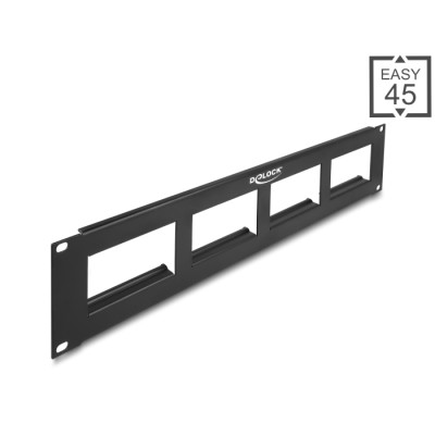 Delock Easy 45 19″ Patch Panel cut-out 4 x 90.5 x 45.2 mm, 2U, black