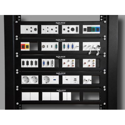 Delock Easy 45 19″ Patch Panel cut-out 4 x 90.5 x 45.2 mm, 2U, black 2