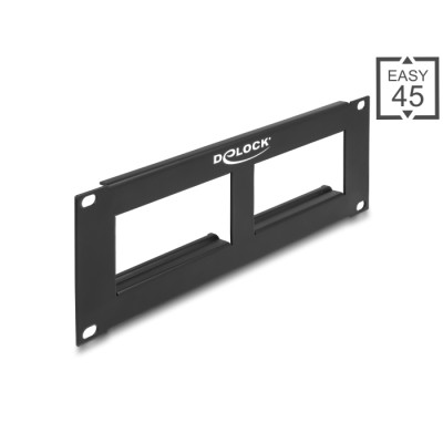 Delock Easy 45 10″ Patch Panel cut-out 2 x 90.5 x 45.2 mm, 2U, black