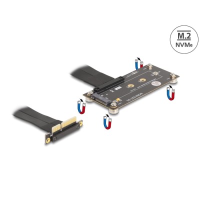 Delock Adapter PCIe 3.0 x4 male 90° angled to M.2 Key M female with cable 10 cm