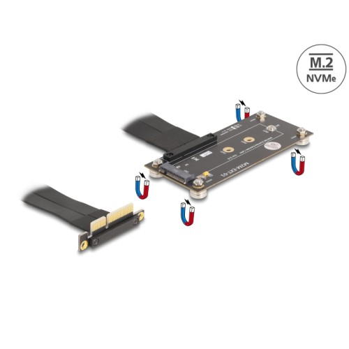 Delock Adapter PCIe 3.0 x4 male 90° angled to M.2 Key M female with cable 10 cm
