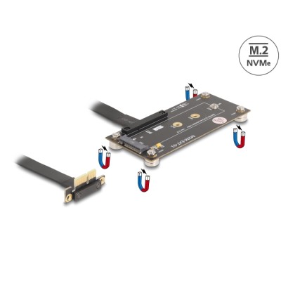 Delock Adapter PCIe 3.0 x1 male 90° angled to M.2 Key M female with cable 10 cm