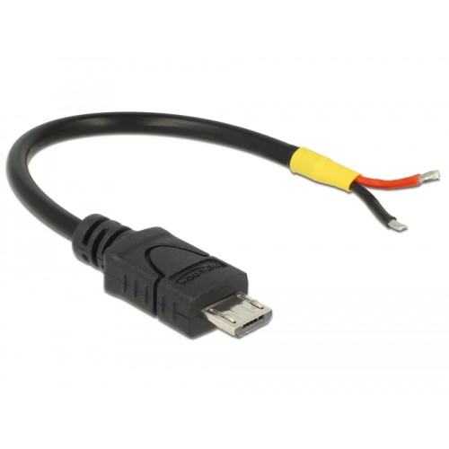 Delock Cable USB 2.0 Micro-B male  2 x open wires power 10 cm Raspberry Pi