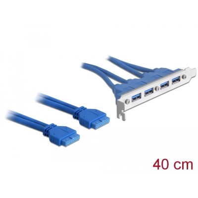 Delock Slot bracket USB 3.0 pin header 19 pin 2 x internal  4 x USB 3.0-A female external