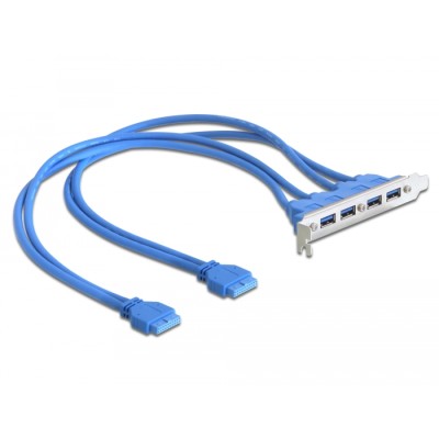 Delock Slot bracket USB 3.0 pin header 19 pin 2 x internal > 4 x USB 3.0-A female external 2