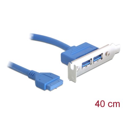 Delock Slot bracket 1 x 19 pin USB 3.0 pin header female internal > 2 x USB 3.0 Type-A female external Low Profile