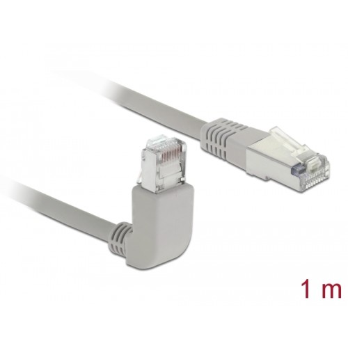 Delock Network cable RJ45 Cat.5e SF/UTP upwards angled / straight 1 m