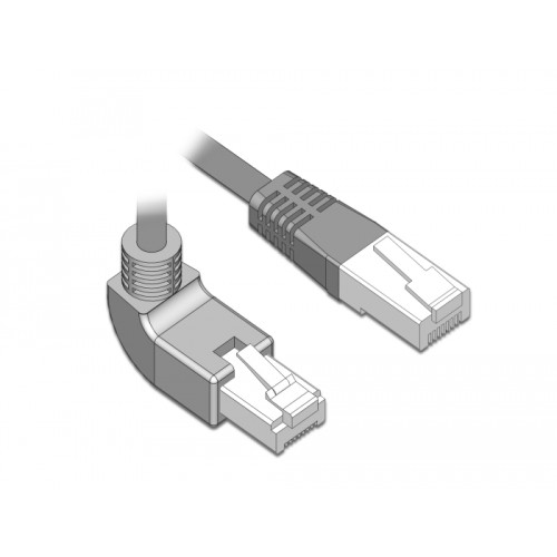 Delock Network cable RJ45 Cat.5e SF/UTP upwards angled / straight 1 m
