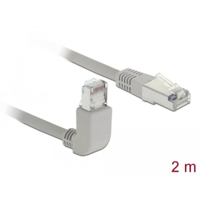 Delock Network cable RJ45 Cat.5e SF/UTP upwards angled / straight 2 m