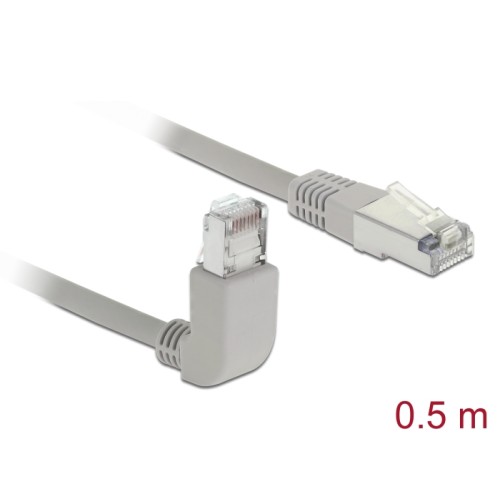 Delock Network cable RJ45 Cat.6A S/FTP upwards angled / straight 0.5 m
