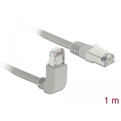 Delock Network cable RJ45 Cat.6A S/FTP upwards angled / straight 1 m