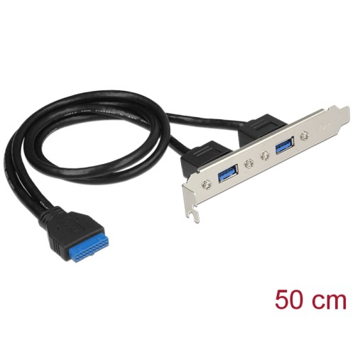 Delock Slot bracket 1 x 19 pin USB 3.0 pin header female internal  2 x USB 3.0 Type-A female external