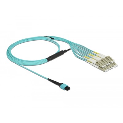 Delock Optical Fiber Cable MPO female to 12 x LC Duplex male, Multi-mode OM3, 50/125 µm, 2 m 2