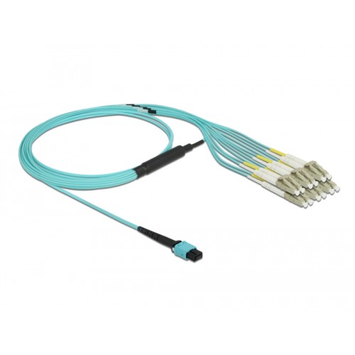Delock Optical Fiber Cable MPO female to 12 x LC Duplex male, Multi-mode OM3, 50/125 µm, 2 m