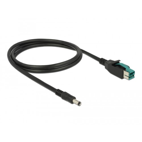 Delock PoweredUSB cable male 12 V  DC 5.5 x 2.1 mm male 1 m for POS printers and terminals