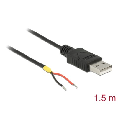 Delock Cable USB 2.0 Type-A male  2 x open wires power 1.5 m Raspberry Pi