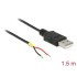 Delock Cable USB 2.0 Type-A male  2 x open wires power 1.5 m Raspberry Pi