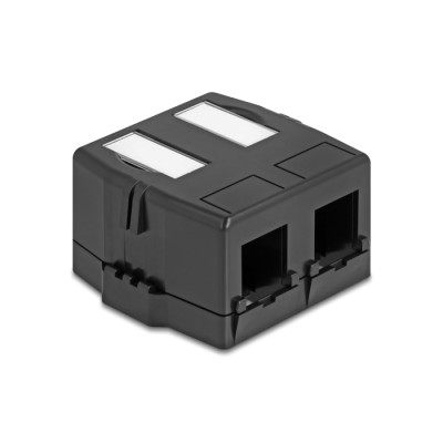 Delock Keystone Surface Mounted Box 2 Port with magnetic bottom, black 2