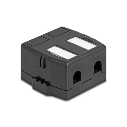 Delock Keystone Surface Mounted Box 2 Port with magnetic bottom, black