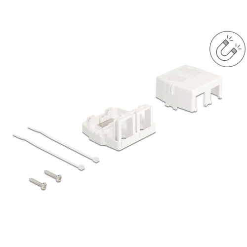 Delock Keystone Surface Mounted Box 2 Port with magnetic bottom, white