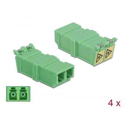Delock Optical Fiber Coupler with laser protection flip LC Duplex female to LC Duplex female 4 pieces