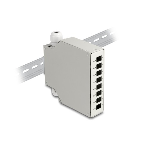 Delock Fiber Optic Distribution Box for DIN rail 8 port grey