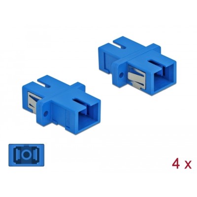 Delock Optical Fiber Coupler SC Simplex female to SC Simplex female Single-mode 4 pieces blue
