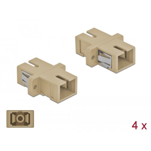 Delock Optical Fiber Coupler SC Simplex female to SC Simplex female Multi-mode 4 pieces beige