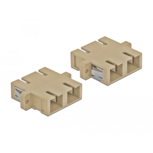Delock Optical Fiber Coupler SC Duplex female to SC Duplex female Multi-mode 4 pieces beige
