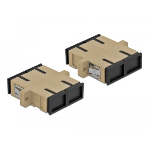 Delock Optical Fiber Coupler SC Duplex female to SC Duplex female Multi-mode 4 pieces beige