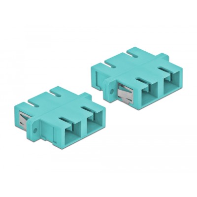 Delock Optical Fiber Coupler SC Duplex female to SC Duplex female Multi-mode 4 pieces light blue 2