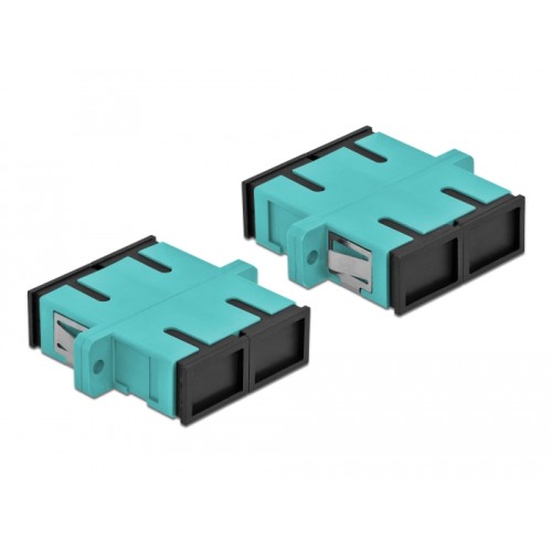 Delock Optical Fiber Coupler SC Duplex female to SC Duplex female Multi-mode 4 pieces light blue