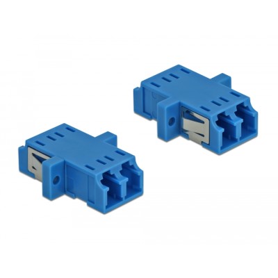 Delock Optical Fiber Coupler LC Duplex female to LC Duplex female Single-mode 2 pieces blue 2