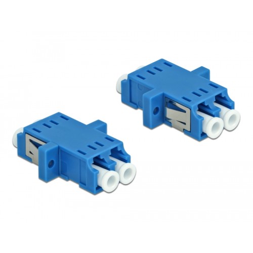 Delock Optical Fiber Coupler LC Duplex female to LC Duplex female Single-mode 2 pieces blue