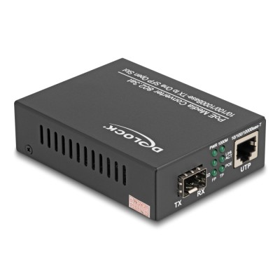 Delock PoE+ Media Converter 10/100/1000Base-T to SFP