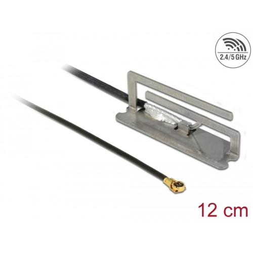 Delock WLAN 802.11 ac/ax/a/h/b/g/n Antenna MHF® 4L plug 1.6 dBi 1.13 12 cm PIFA internal
