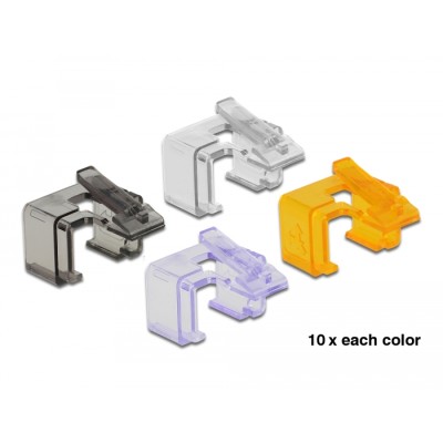 Delock RJ45 Repair Clip 40 Pieces Set 2 (transparent, black, violet, orange)