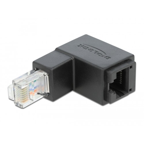 Delock Adapter RJ45 plug downwards angled to RJ45 jack Cat.6 UTP
